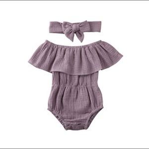 Purple flutter sleeve romper